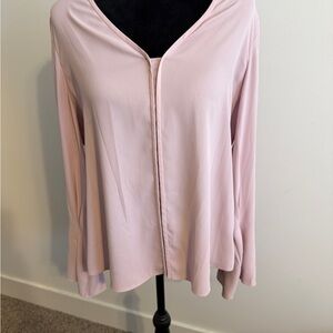 WHBM Light Pink V-Neck Blouse with Bell Sleeves Sz M